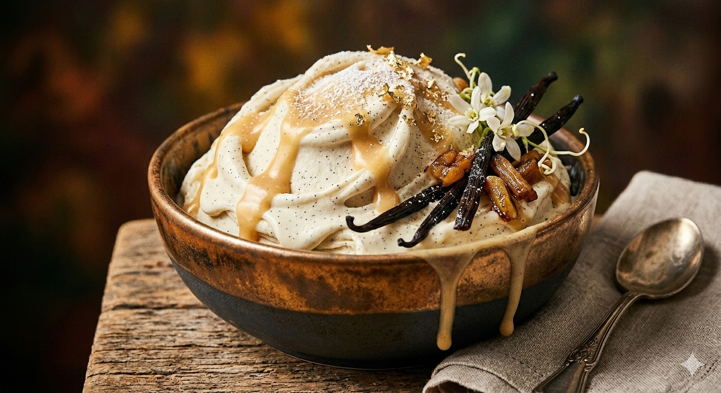 Madagascar vanilla bean ice cream bowl